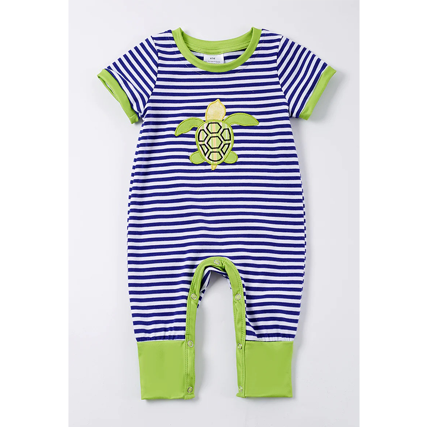 Blue Strip Sea Turtle Romper