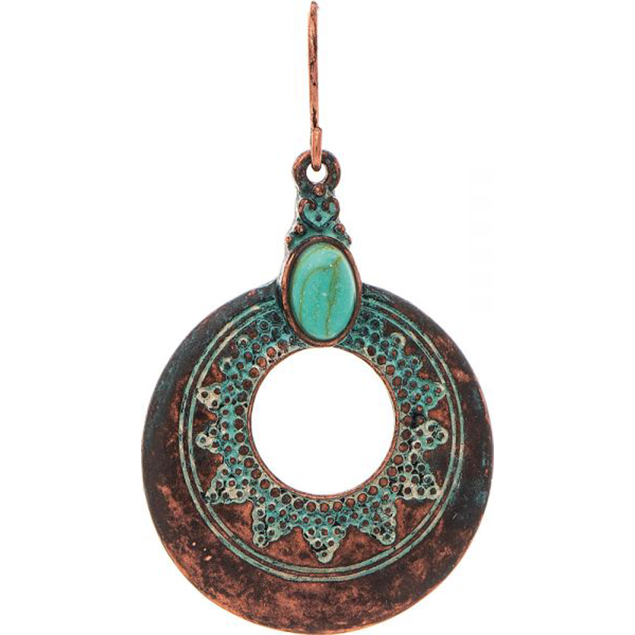 Patina Turquoise Accent Disc Earrings