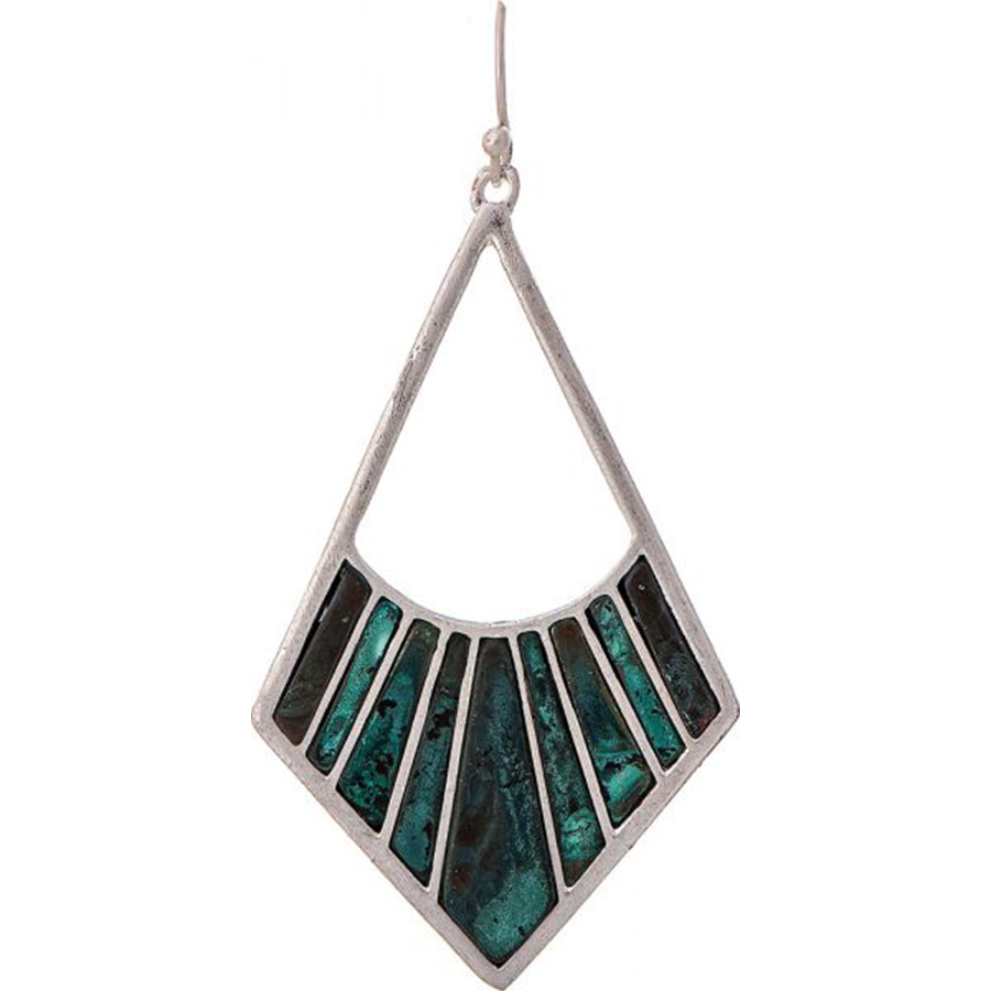 Silver Patina Inlay Kite Earrings