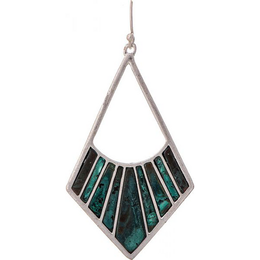 Silver Patina Inlay Kite Earrings