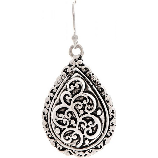 Silver Antiqued Scroll Earrings