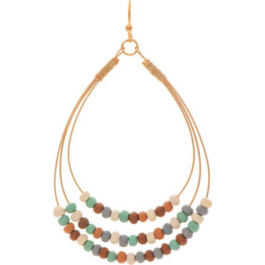 Gold Multicolor Bead Triple Teardrop