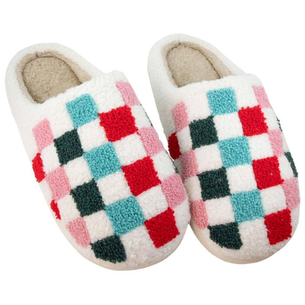 Multicolored Checkered Slippers M/L