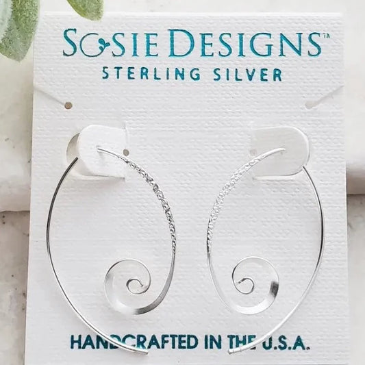 Silver Hammered Spiral Spike Earrings