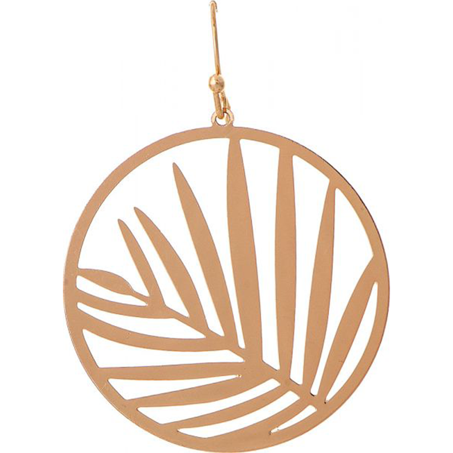 Gold Palm Leaf Circle Earrings