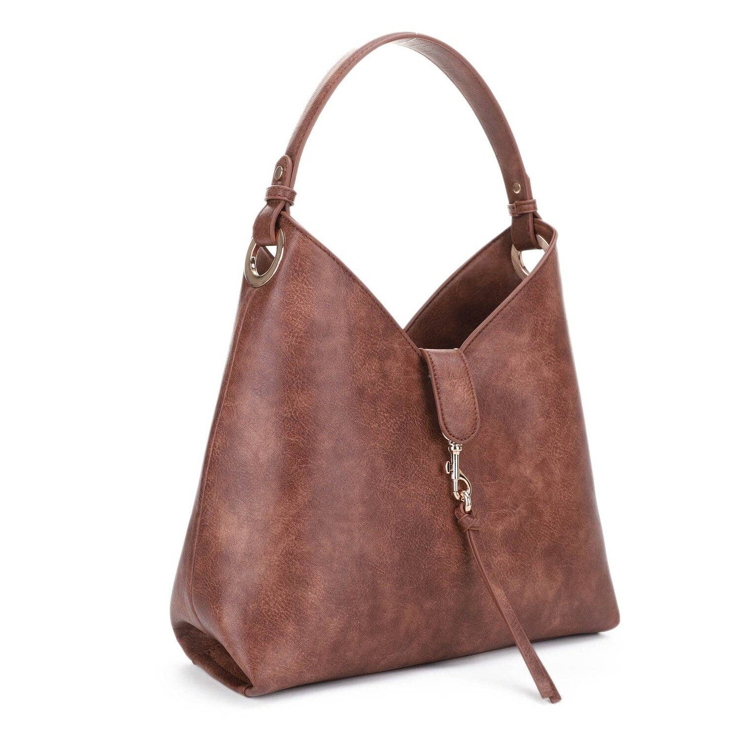 Tassel Accent Hobo Bag: Brown