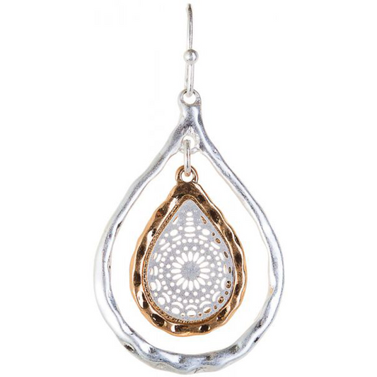 Two Tone Open Teardrop Filigree