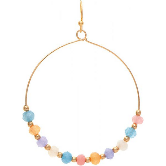 Gold Multicolor Beaded Circle Earrings