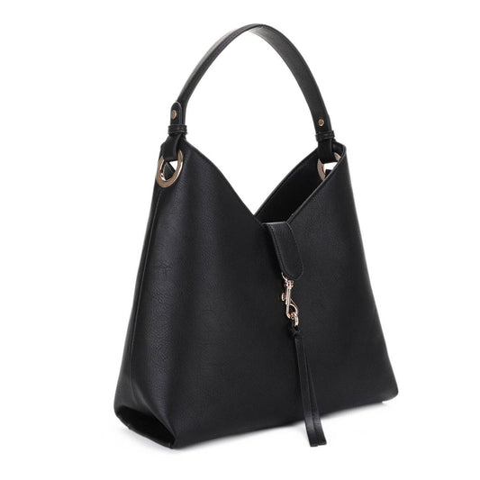 Tassel Accent Hobo Bag: Black