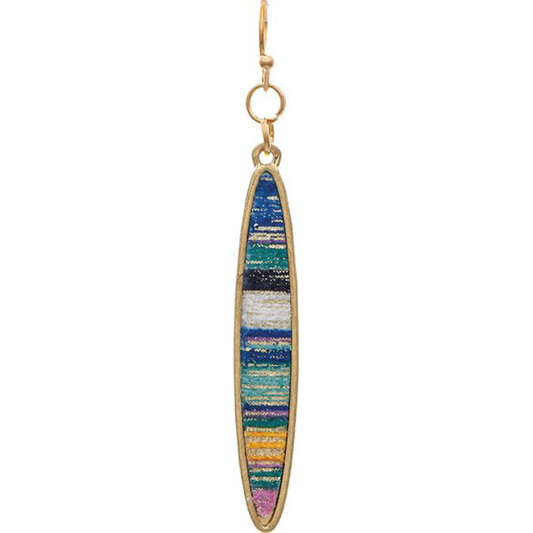 Gold Blue Multi-Inlay Earrings