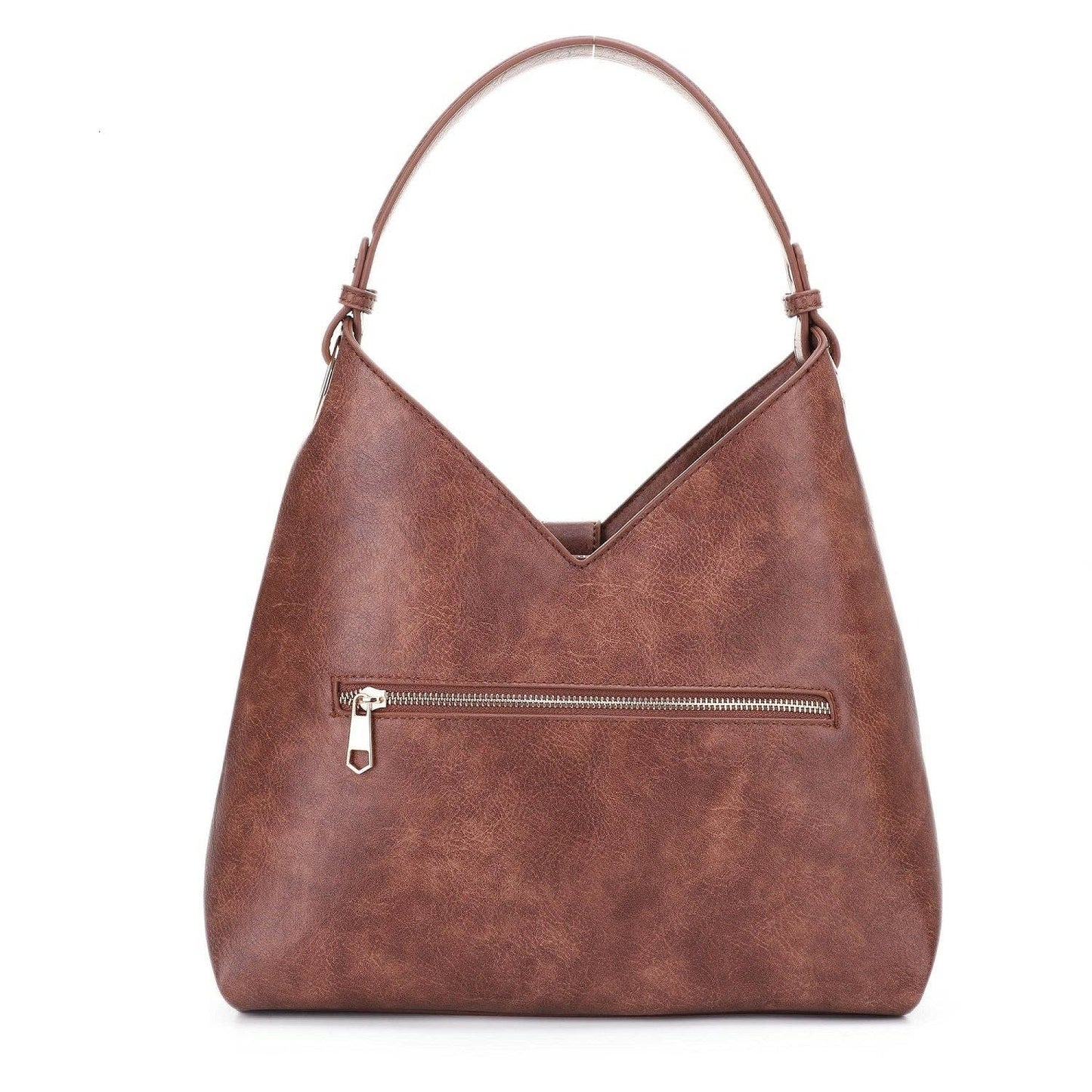 Tassel Accent Hobo Bag: Brown