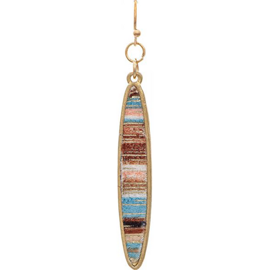Gold Brown Multi-Inlay Earrings