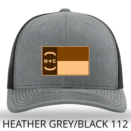 NC Flag Leather Patch - Grey-Black