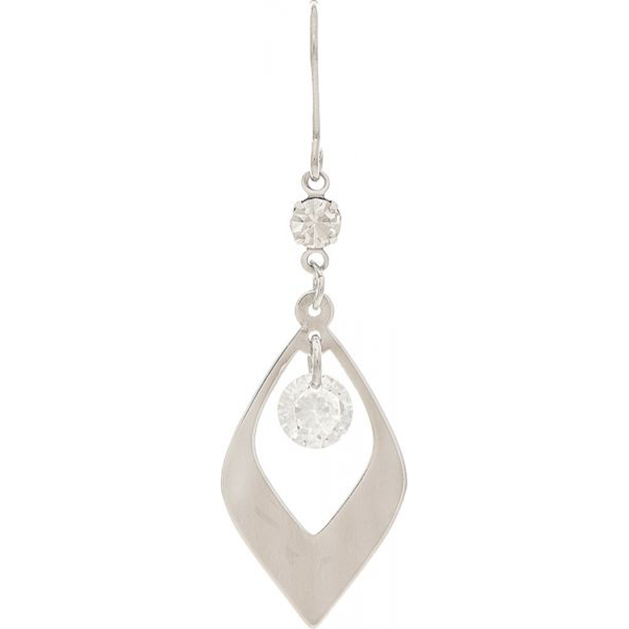 Silver Crystal Open Drop Earrings