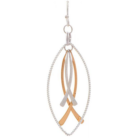 Two Tone Ellipse Wire Drop Earrings