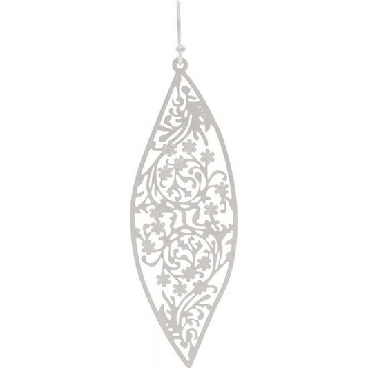 Silver Filigree Swirl Ellipse Earrings