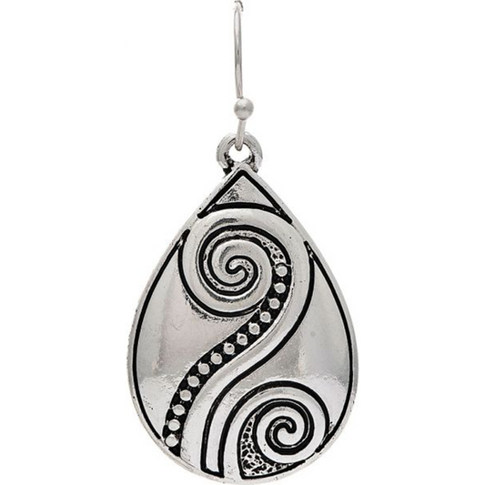 Silver Swirled Teardrop Earrings