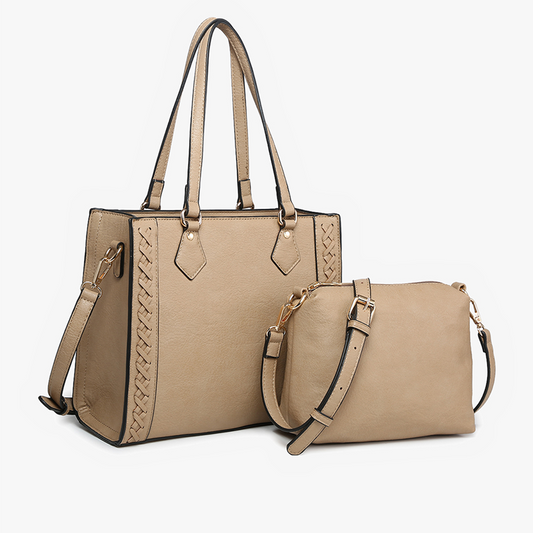 Betsy Rectangular Crossbody & Satchel in Taupe