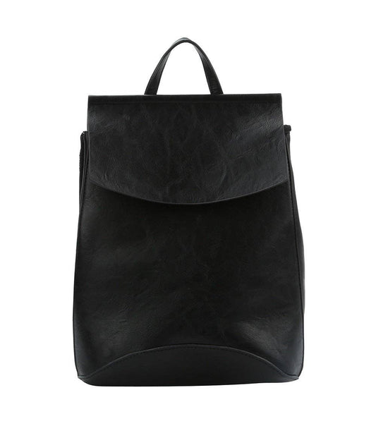 Flap Over Convertible Backpack: Black