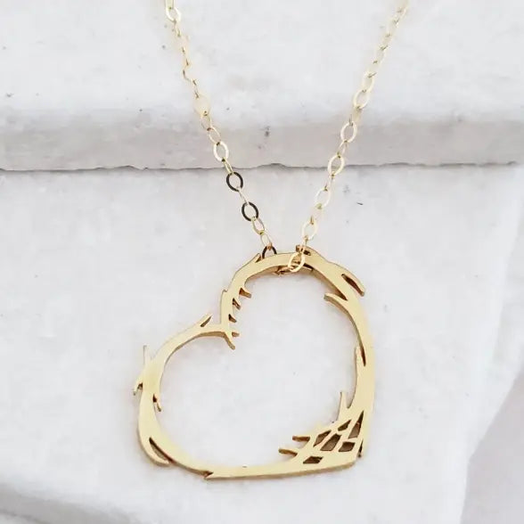 Gold Matte Floating Heart Necklace