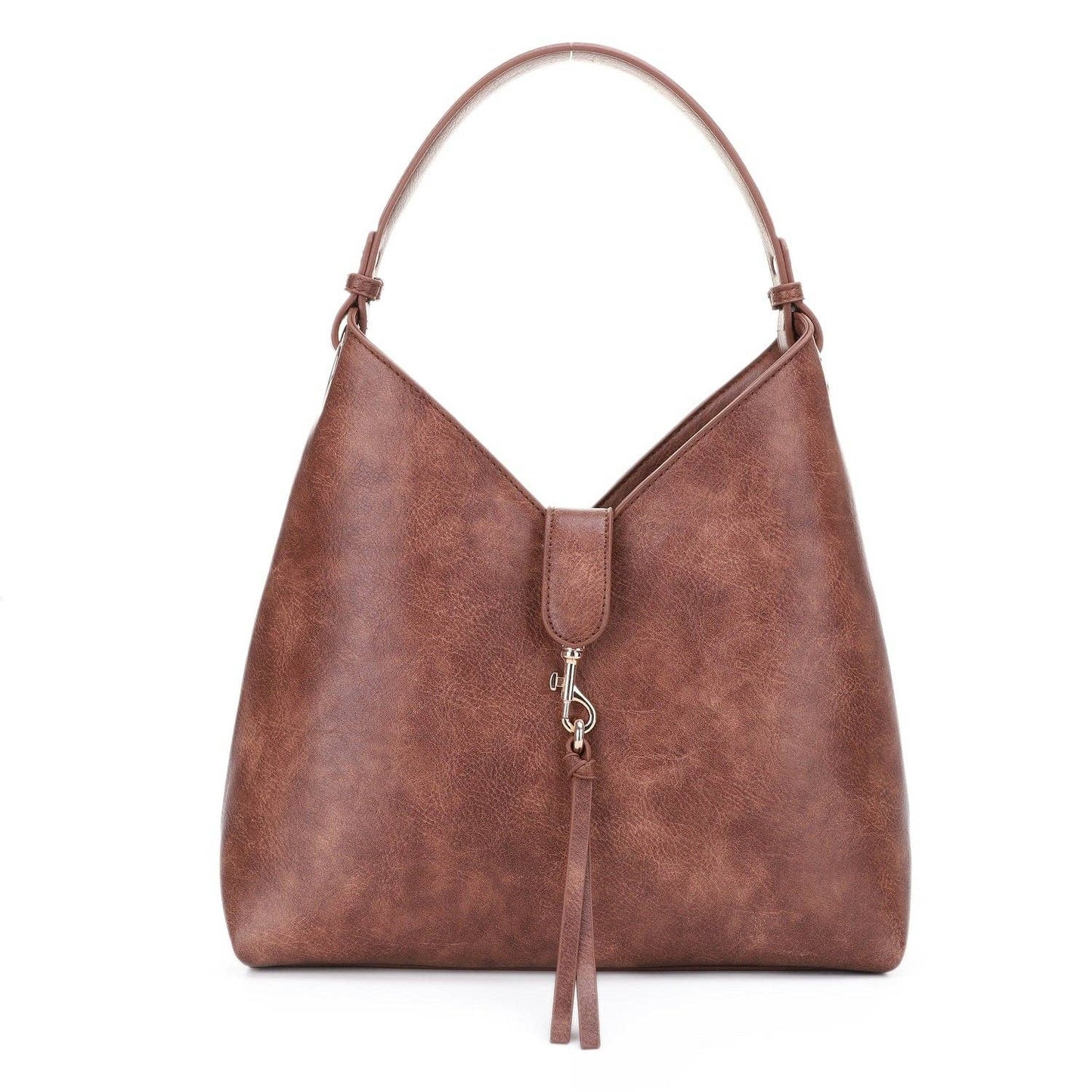 Tassel Accent Hobo Bag: Brown