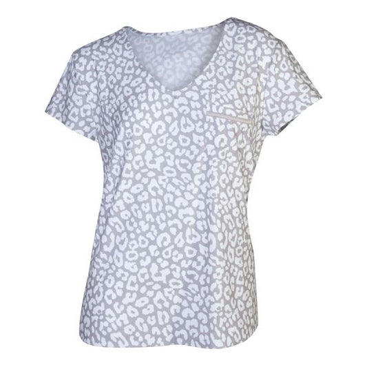 Taupe Leopard V-Neck Pocket Tee