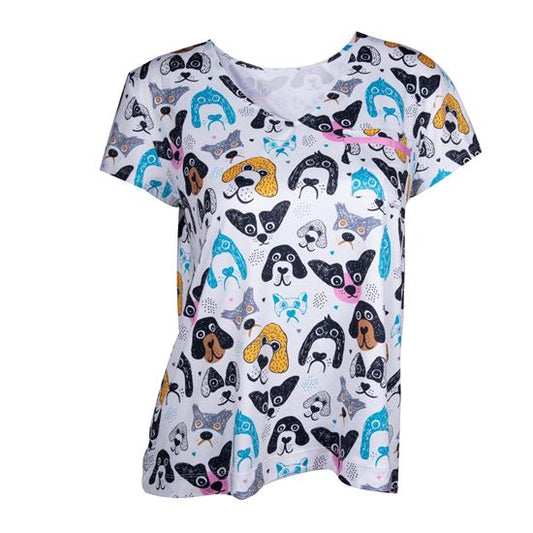 Doodle Dogs V-Neck Pocket Tee