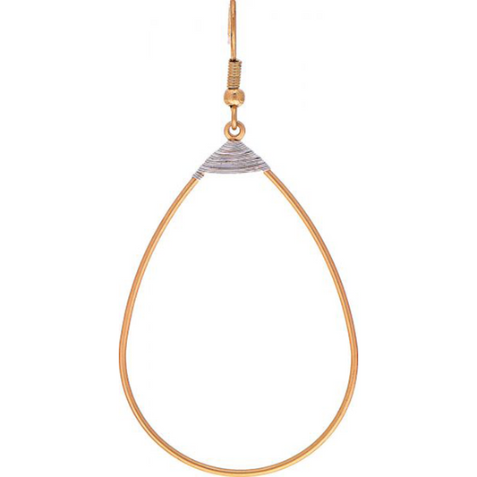 Gold Wire Wrap Top Teardrop Earrings