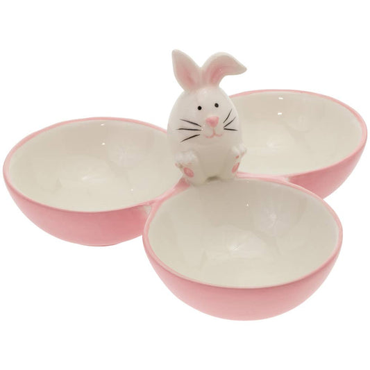 Silly Bunny Ceramic Easter Tri Part Bowl