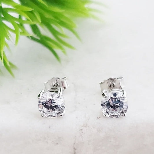 SILVER CZ ROUND STUDS