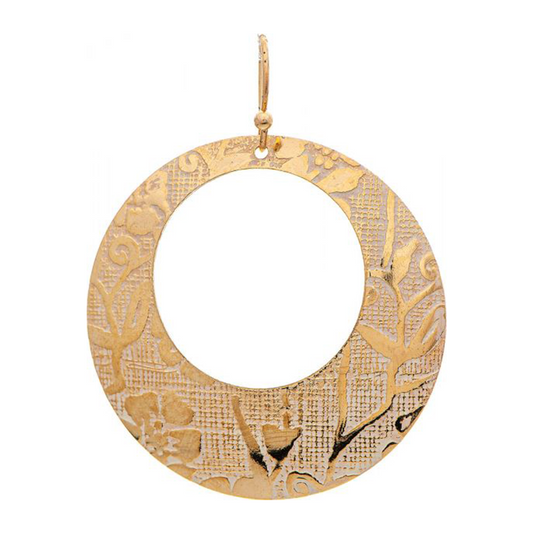 Gold Ivory Patterned Earring