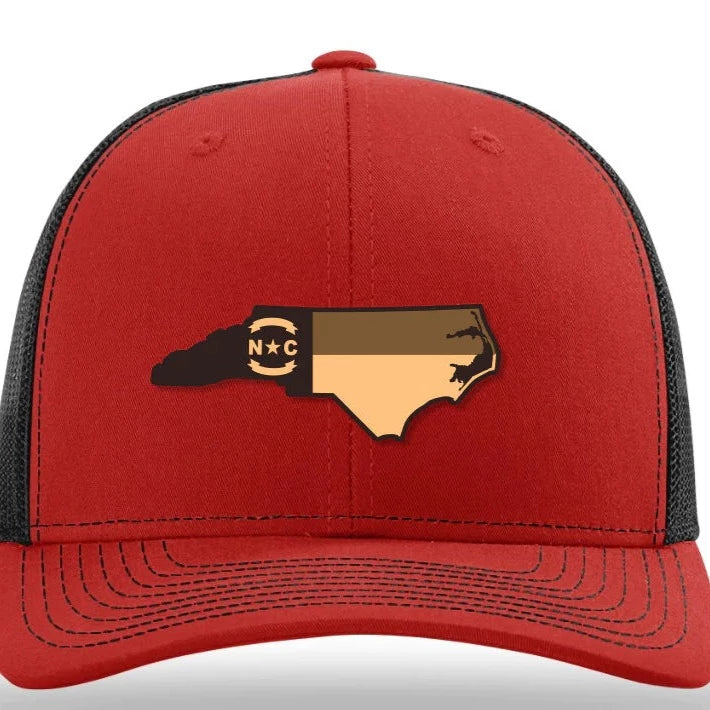 NC Etched Leather Outline - Red- Black