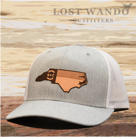 NC Etched Leather Outline - Heather Grey - White