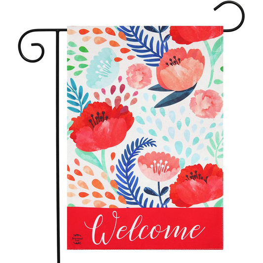 Floral Fun Burlap Garden Flag