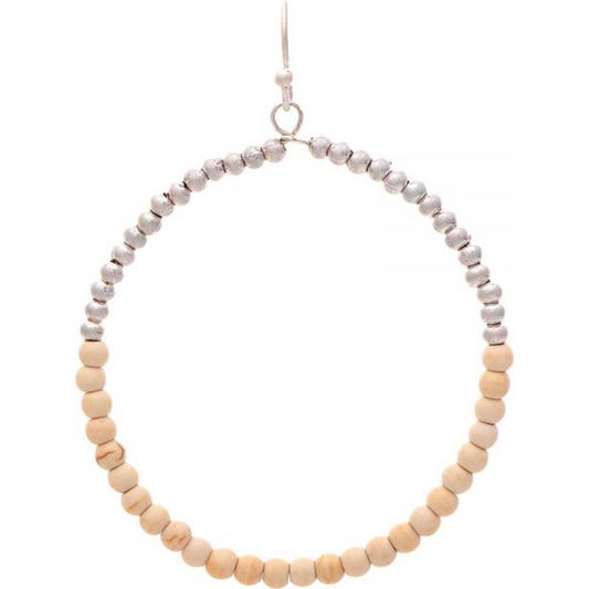 Silver Ivory Beaded Circle Earrings