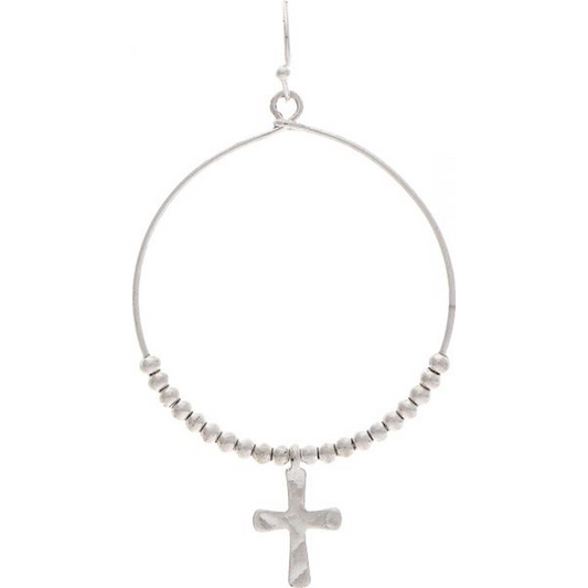 Silver Cross Charm Earrlings