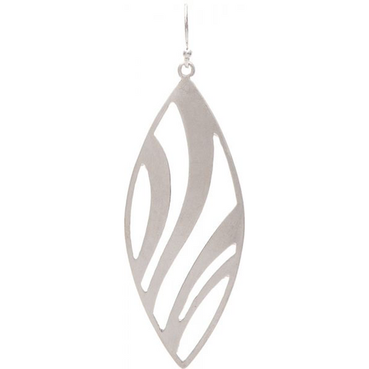 Silver Elipse with Flowy Lines Earrings