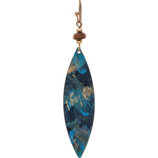 DC Blue Patina Long Ellipse Earrings