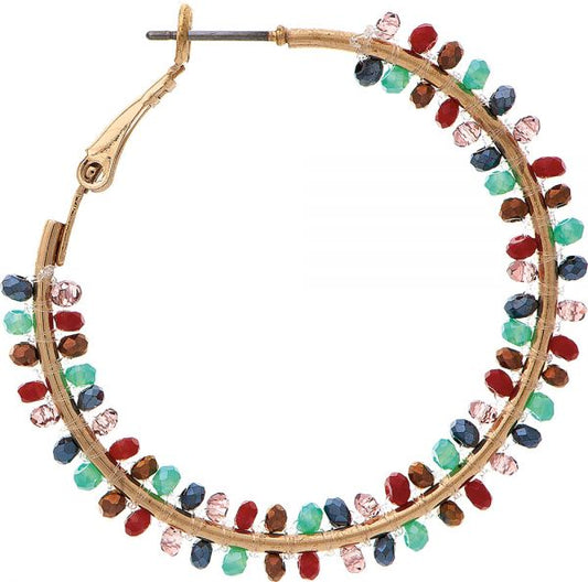 Gold Multi Bead Edge Hoop Earrings
