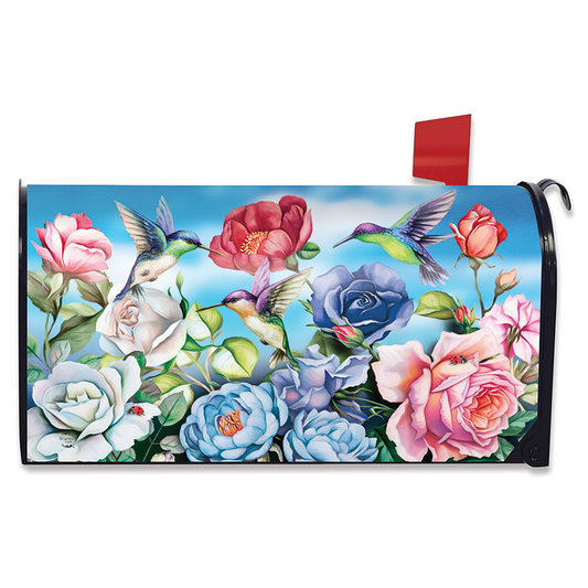 Hummingbird and Roses Mailbox Cover