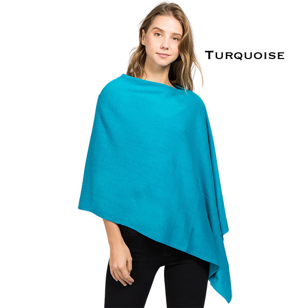 Cashmere Feel Poncho - Turquoise