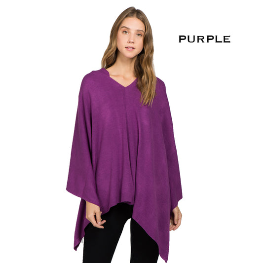 Cashmere Feel Poncho - Purple