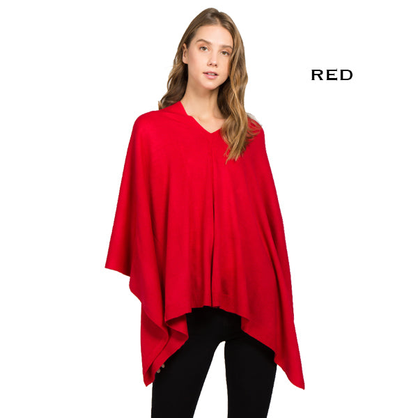 Cashmere Feel Poncho - Red