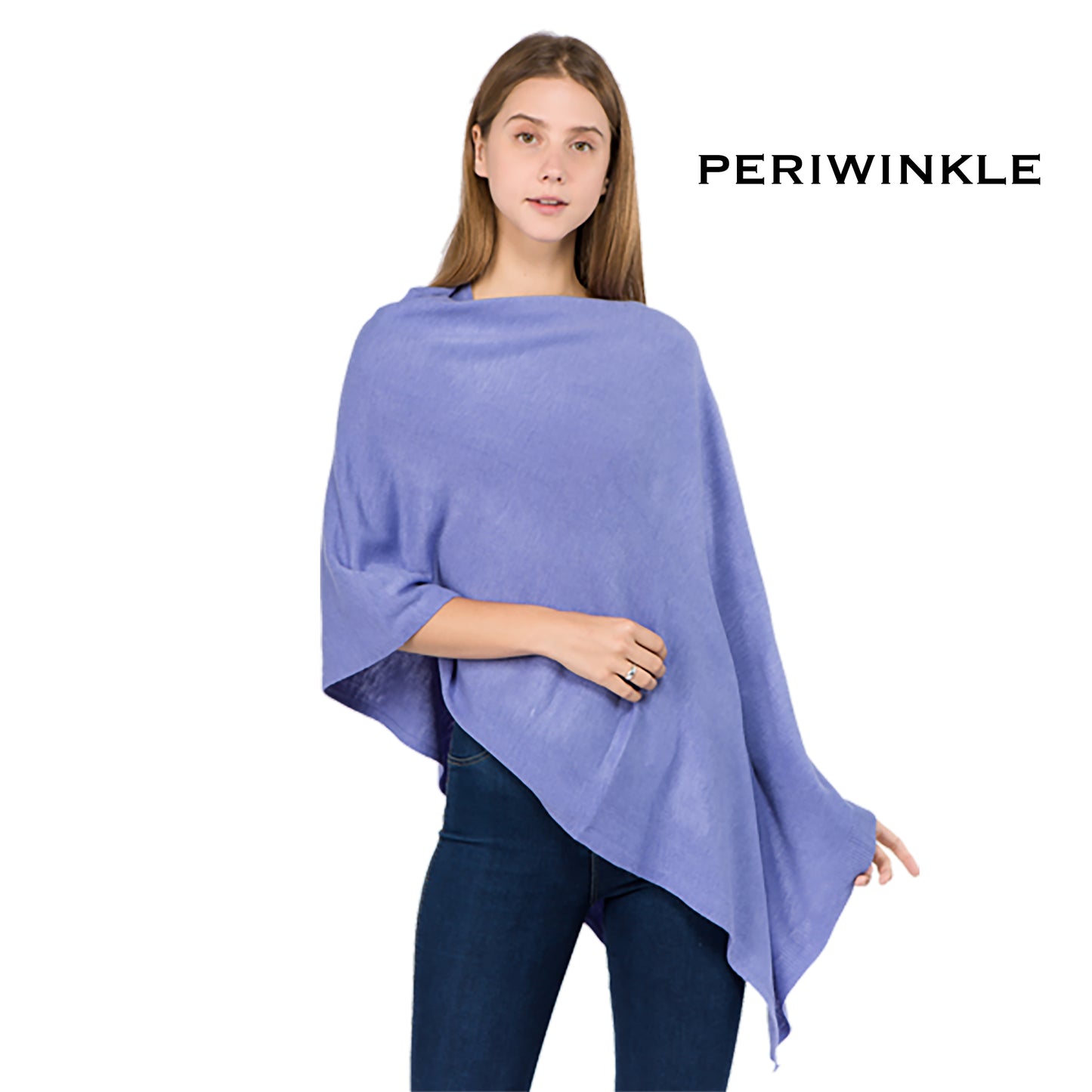 Cashmere Feel Poncho - Periwinkle