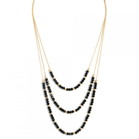 Black Beaded Glass Necklace