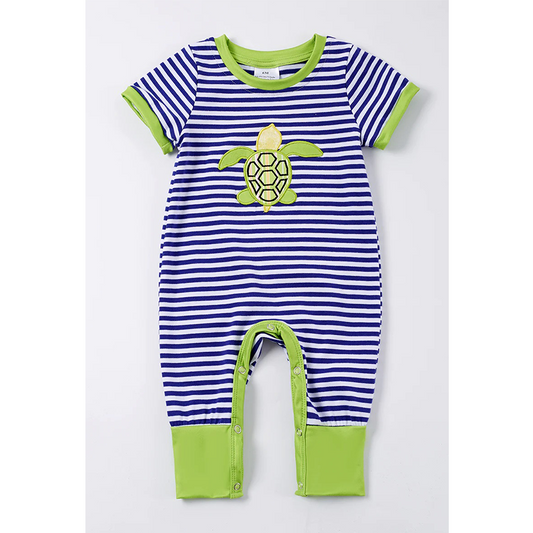 Blue Strip Sea Turtle Romper